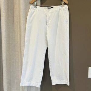 Women's Vintage Gap White Cotton Wide Leg Capri Pants, Size 8